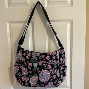 Vera Bradley Black and Pink Floral Shoulder Bag